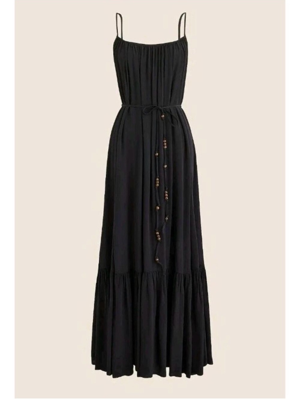 J. Crew Caspia Dress Size S NWT Spaghetti-Strap Maxi Dress with Beaded Tie Waist